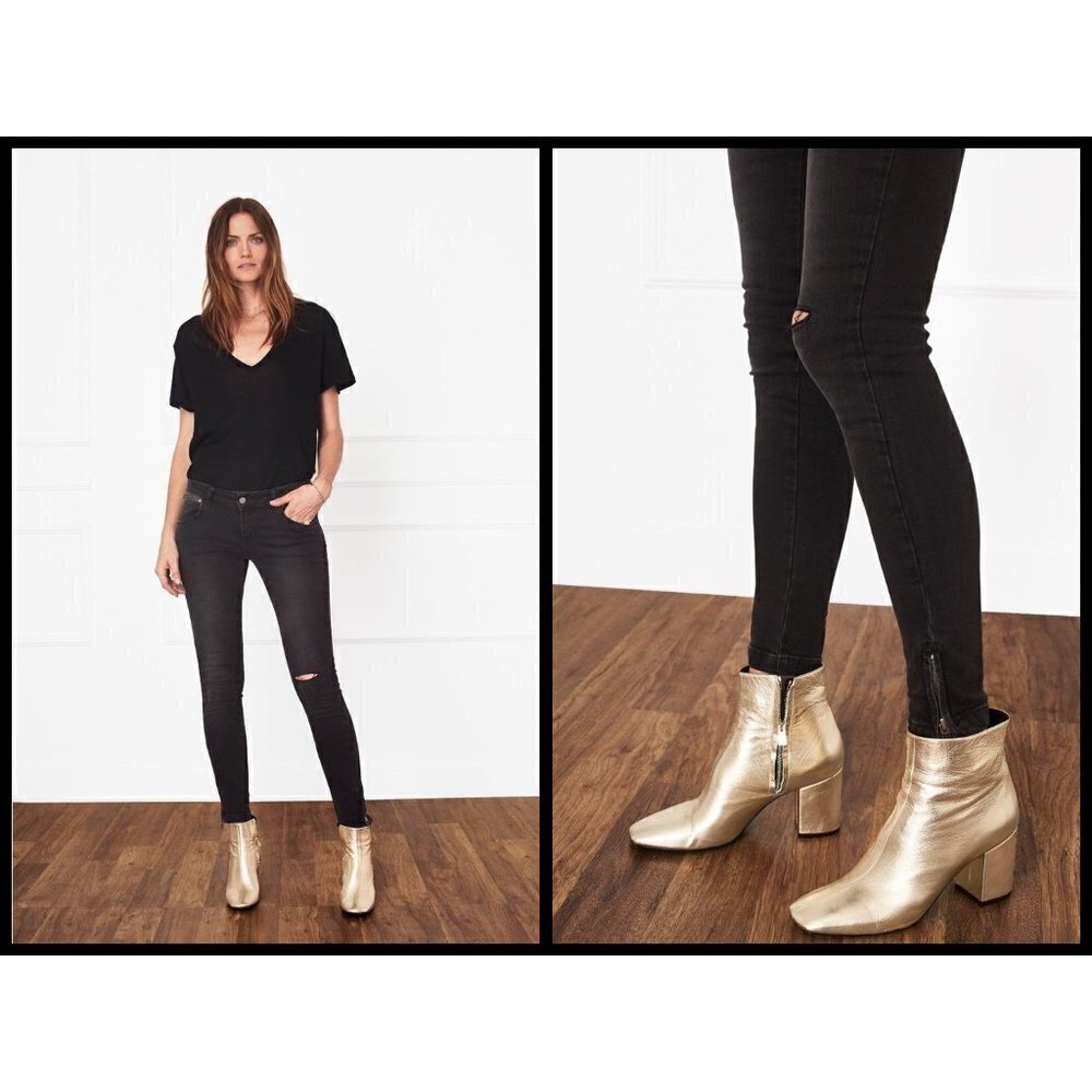 💕ANINE BING💕 CROPPED JEAN WITH ZIPPERS CHARCOAL